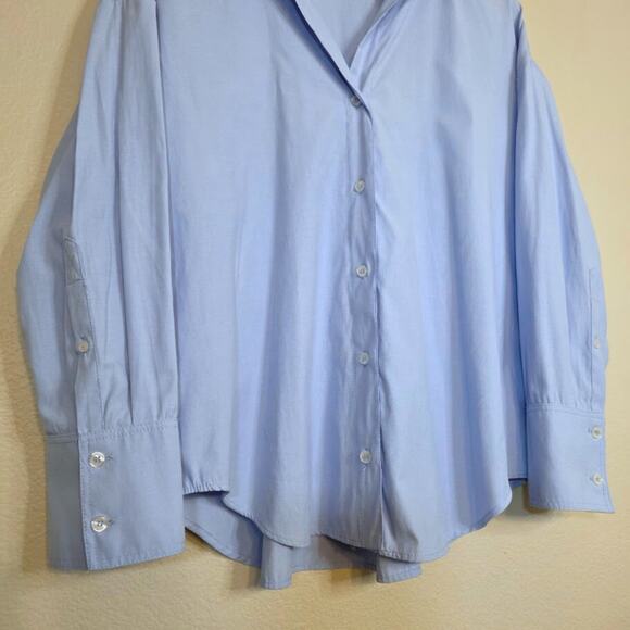 ZARA Oversized Poplin Shirt M Light Blue Cotton Minimalist Workwear - Picture 3 of 7